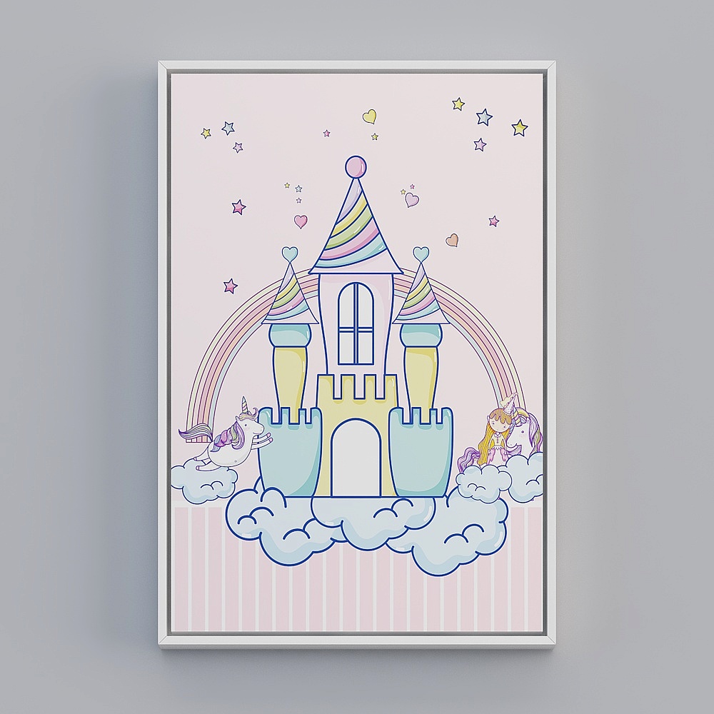 Nordic Amusement Park cartoon children's room decorated with painted pink princess room bedside hanging painting girl bedroom room mural bwclz-x-4