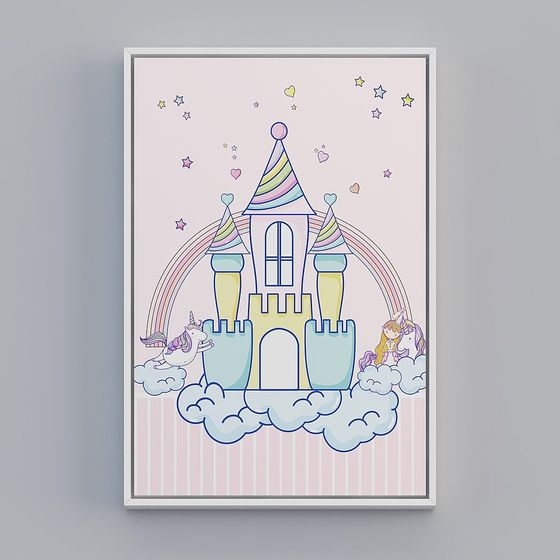 Enchanting Rainbow Castle 3D model for Creative Projects