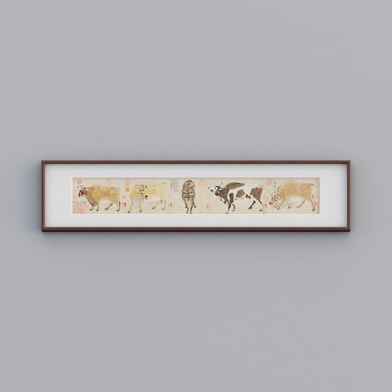Ancient Charm Ox Painting Scroll 3D model for Creative Projects