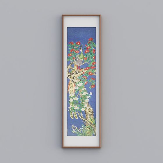 Elegant Peacock 3D model Inspired by Traditional Ukiyo-e