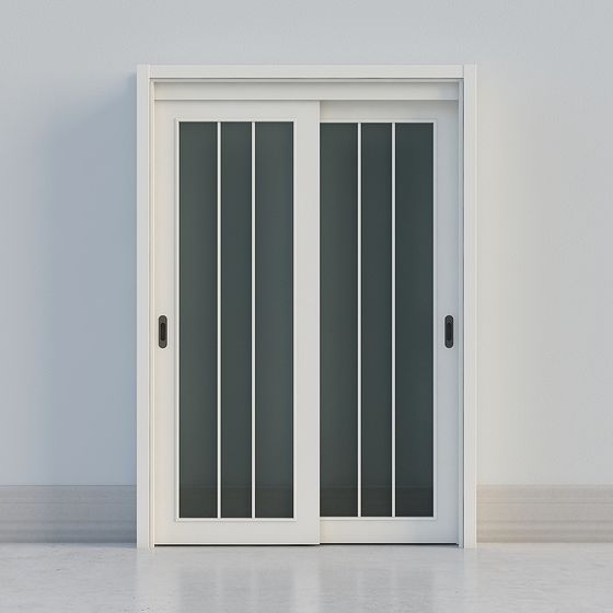 Modern Low-Poly Glass Sliding Door 3D model
