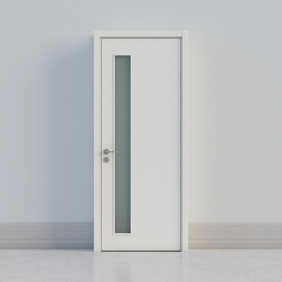 Glass Window White Door 3D Model