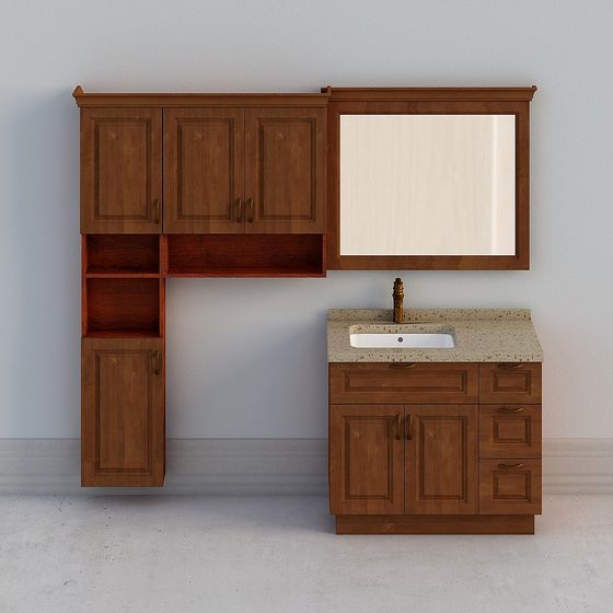 Elegant Retro Modern Bathroom Cabinet 3D model