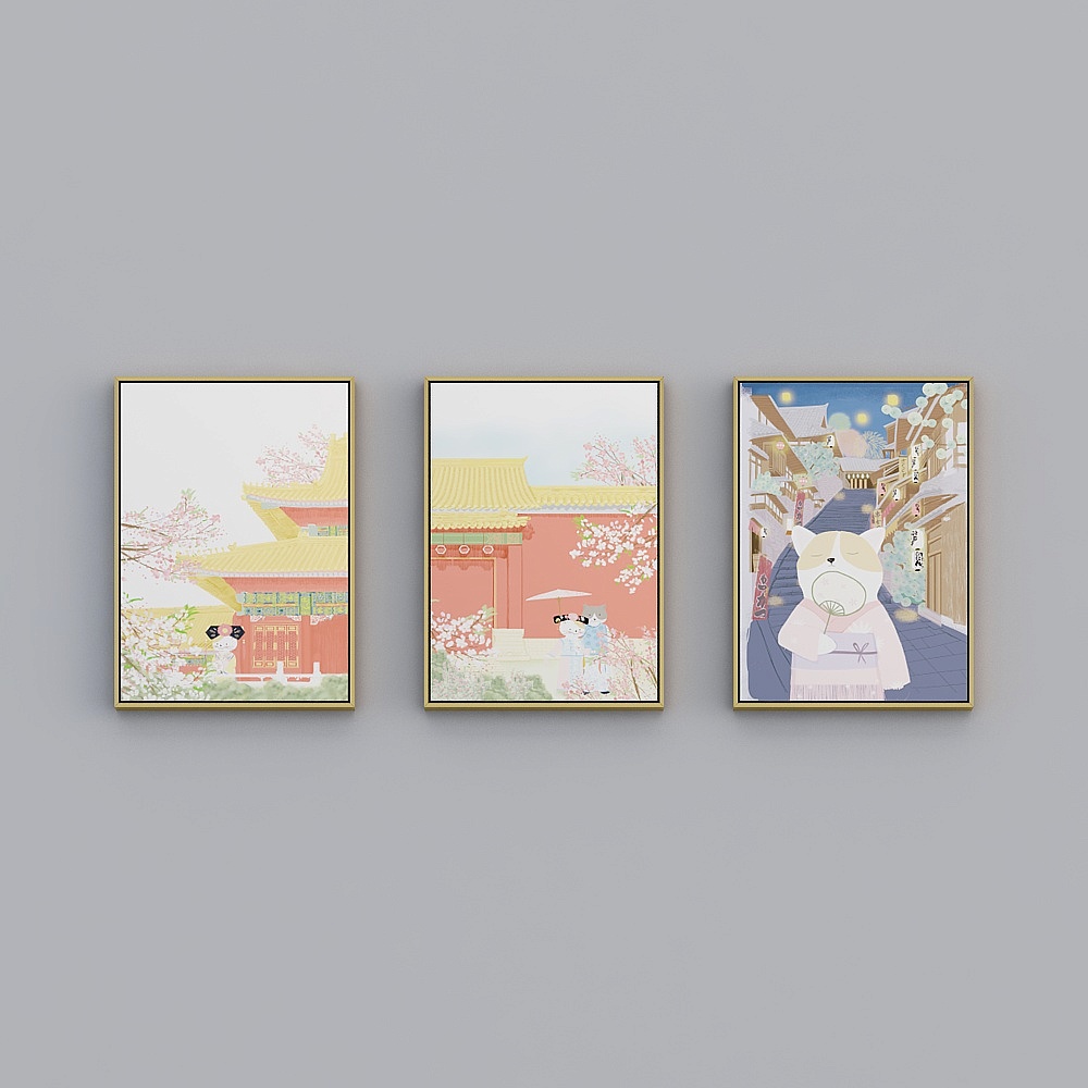 Baxter Good Japanese Restaurant erige scatola oro brillante 53x73cm gatto cartone animato bqy222b-x-1