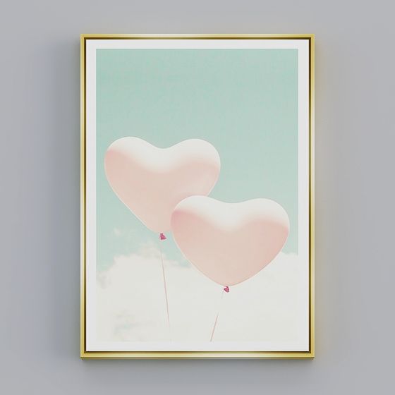 Romantic Pink Heart Balloons 3D model