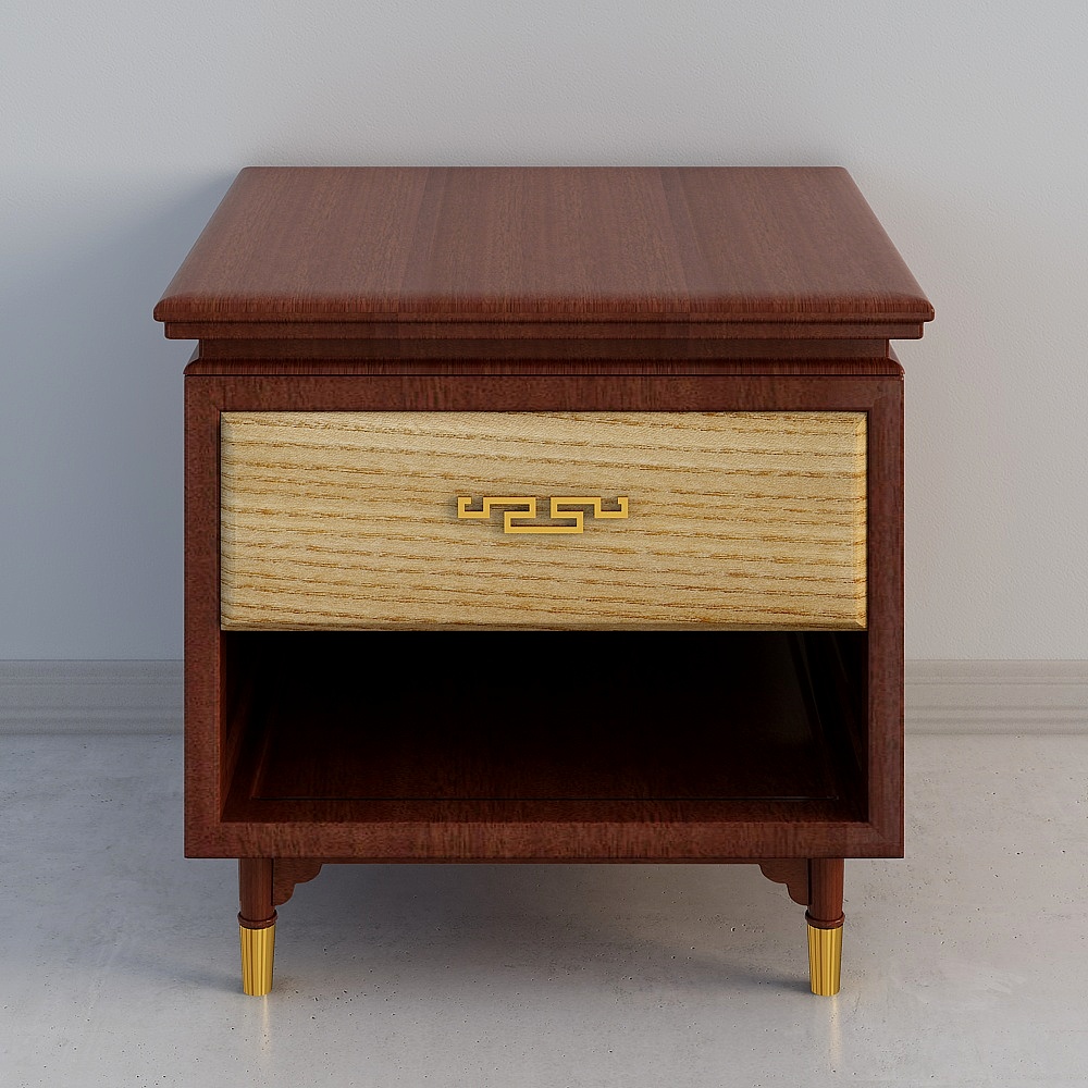 Elegant Low-Poly Bedside Table 3D model