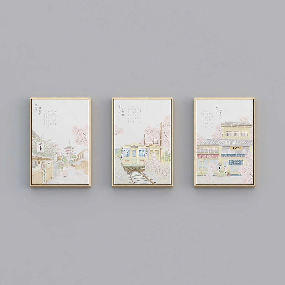 Baxter Good Japanese Restaurant Vertical Wooden Box 43x63cm Cartoon Cat qy222b-x-1 Combination-1-2-3 (40x60)