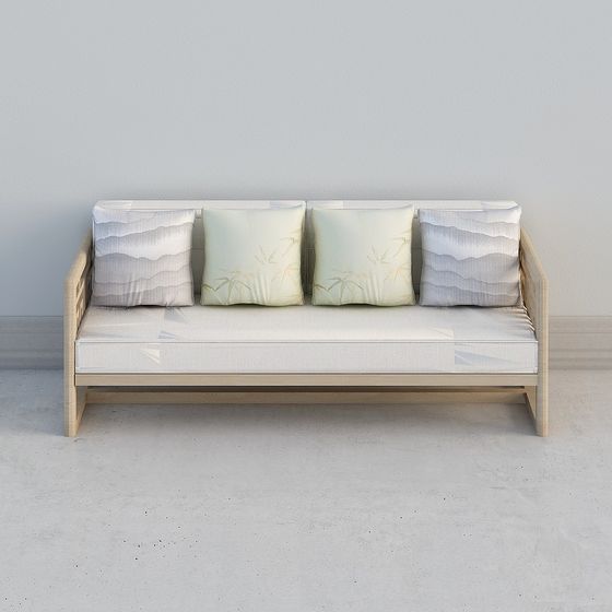 Bamboo Shadow Sofa 3D model - Modern Minimalist Design