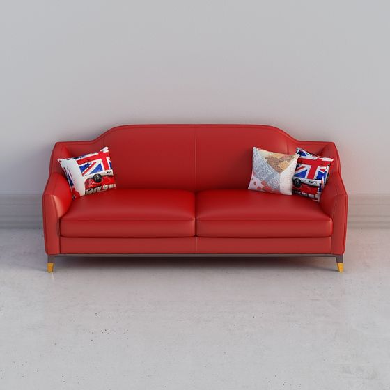 Stylish Red Leather Sofa 3D model for Contemporary Spaces