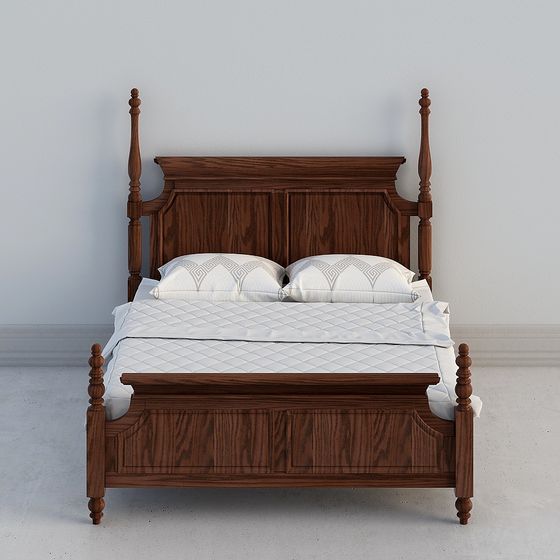 Vintage Four-Poster Bed 3D model