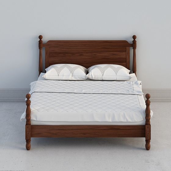 Elegant Low-Poly Bed Frame 3D model
