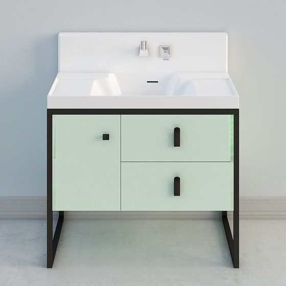 Stylish Low-Poly Bathroom Vanity 3D model