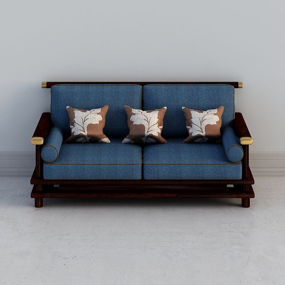 Stylish Blue Fabric Sofa 3D model for Modern Spaces