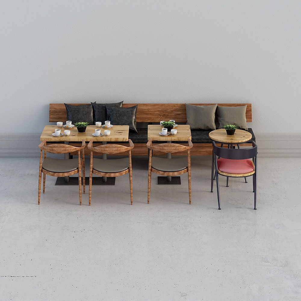 酷家樂-35.工業風餐桌椅卡座組合