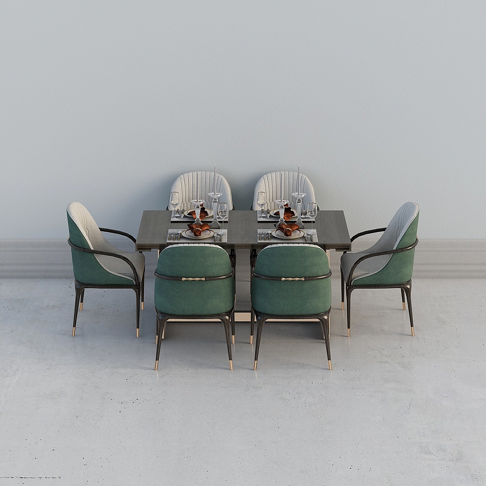 44. The post-modern wine Cabinet dining table chairs chandelier 