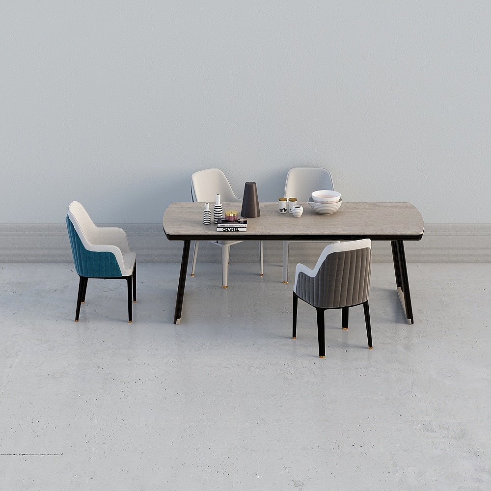66. Modern dining table and chairs combination 3d model