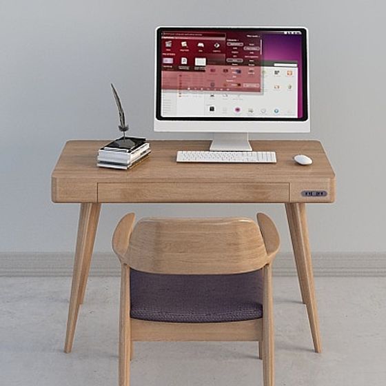 Scandinavian Style Desk and Chair Set 3D model