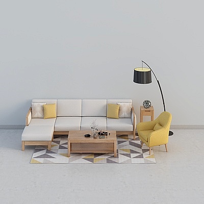 Source wooden-Rotterdam Series-C61-four-person Corner sofa combi