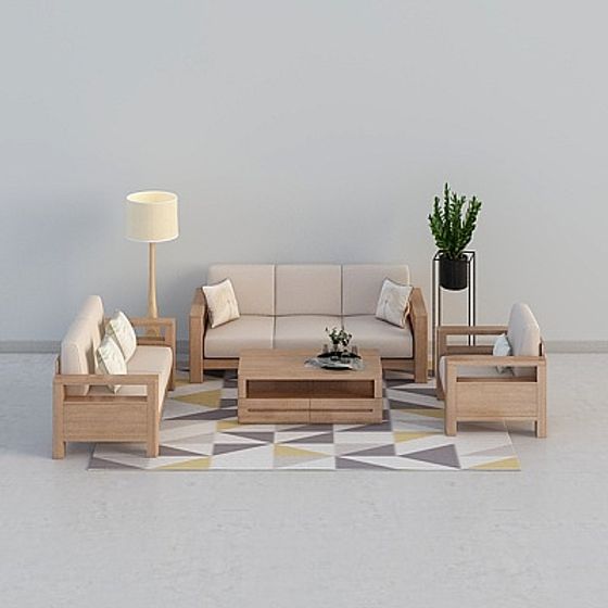 Minimalist Living Room Set 3D model for Stylish Interiors