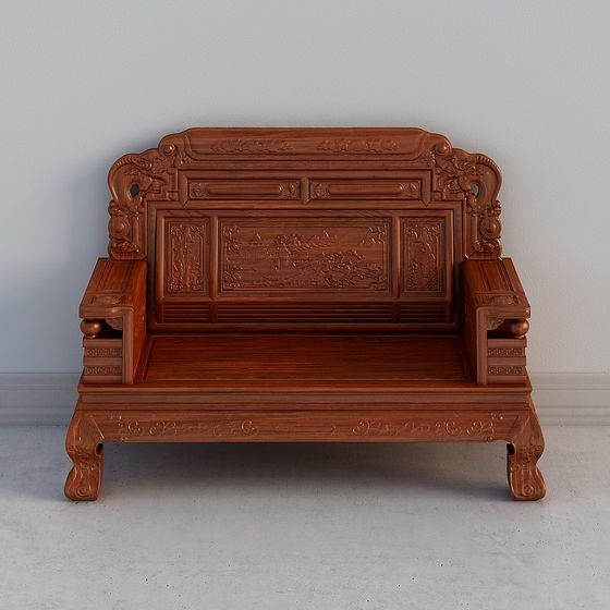 Elegant Chinese Sofa 3D model for Modern Spaces