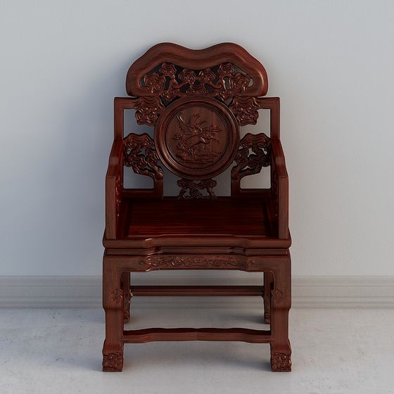 Oriental Style Low-Poly Throne Chair 3D model