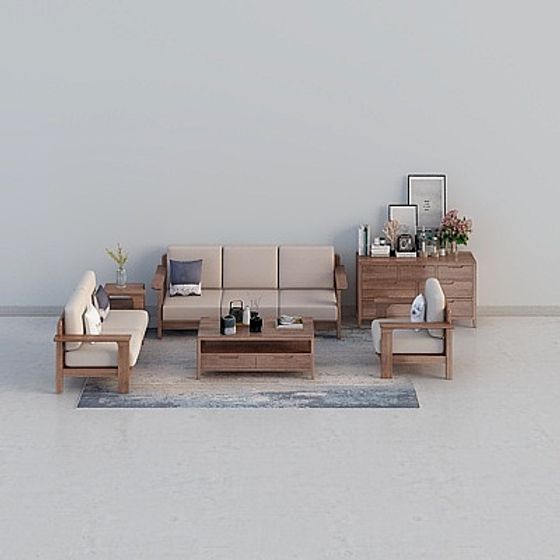 Urban Living Room 3D model in Modern Minimalist Style