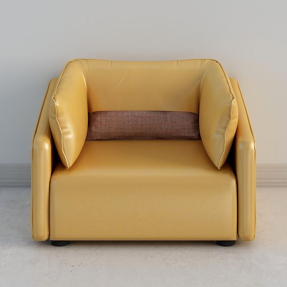 Stylish Low-Poly Mustard Yellow Sofa 3D model