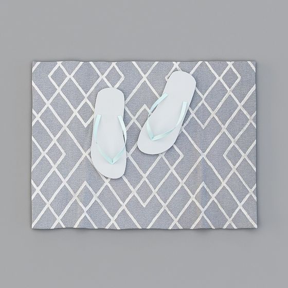 Summer Beach Themed Slippers and Rug 3D model