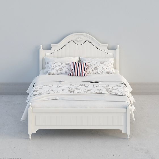 Chic Low-Poly 3D Bed Frame Model for Modern Interiors