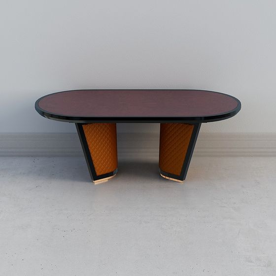 Oval Dining Table 3D model with Vintage and Modern Touches