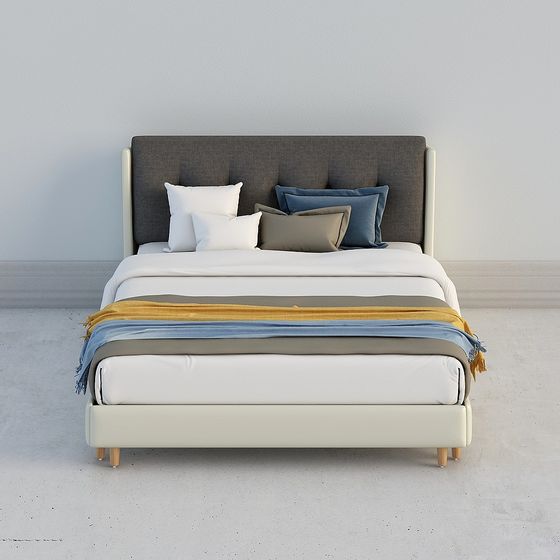 Stylish Minimalist Gray Bed 3D model for Contemporary Spaces