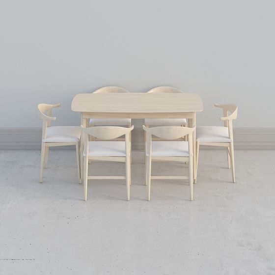 Sleek 3D Model Dining Table and Chair Set