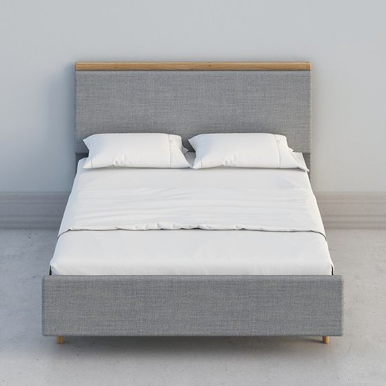 Stylish Low-Polygon Bed Frame 3D model for Bedrooms