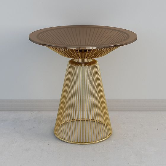 Stylish Golden Fan-Shaped Side Table 3D model