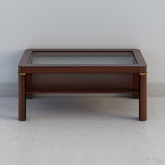 Stylish Glass Wood Table 3D model for Modern Spaces