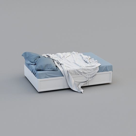 Stylish Low-Poly Bed 3D model for Modern Interiors