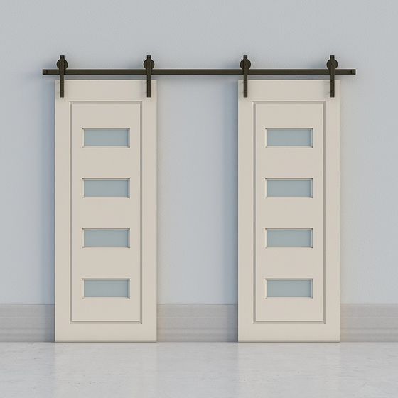 Stylish Double Barn Door 3D model for Modern Spaces