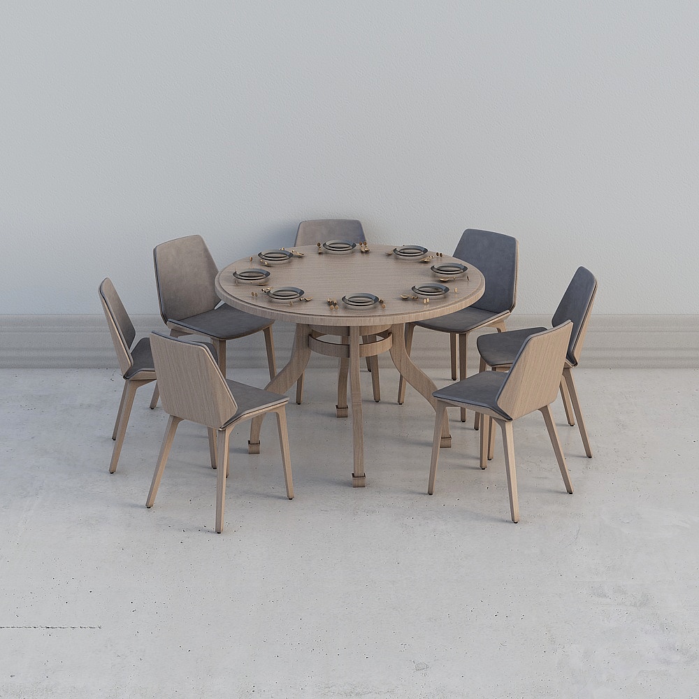 Modern Minimalist Dining Table and Chair Set 3D model