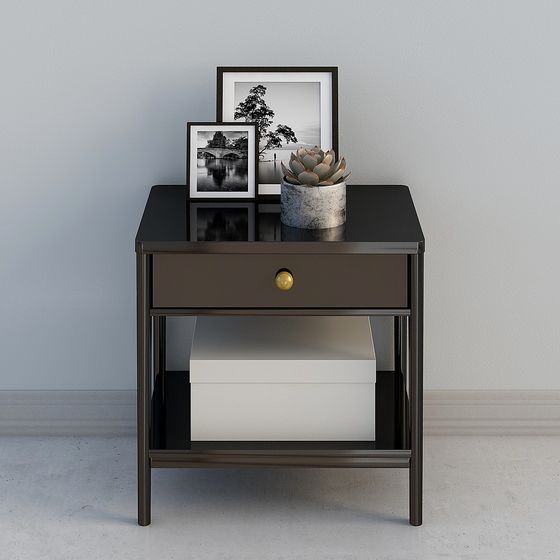 Stylish Low-Polygon Bedside Table 3D model for Modern Interiors