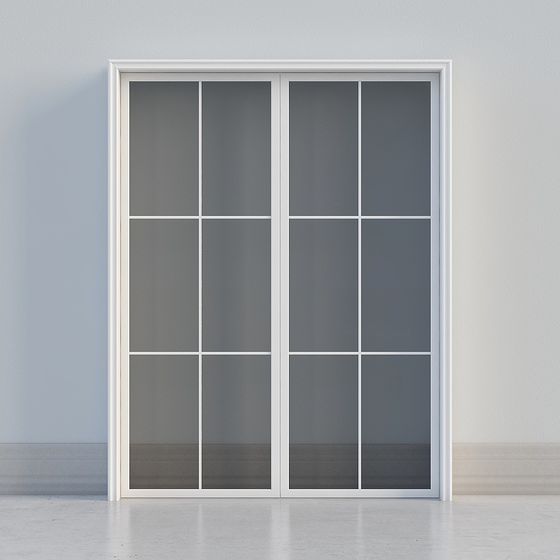 Modern Minimalist Glass Sliding Door 3D model