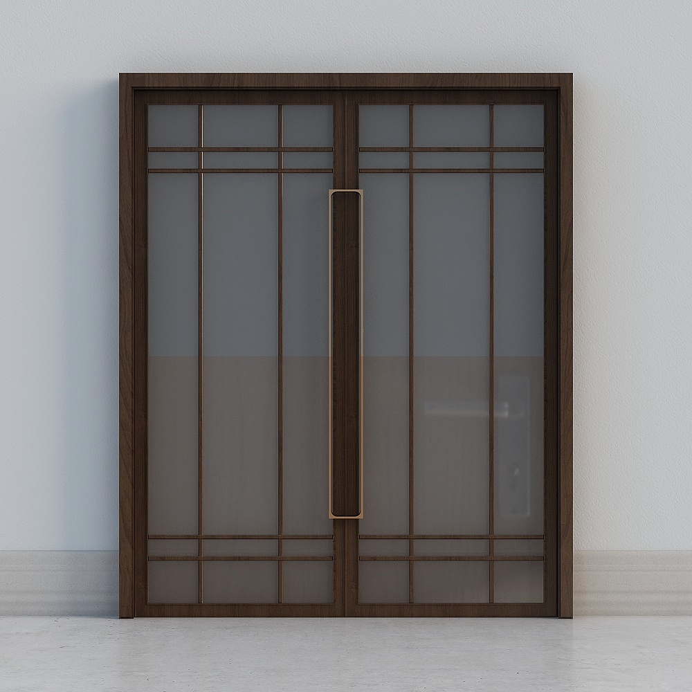 Elegant Wooden Sliding Door 3D model