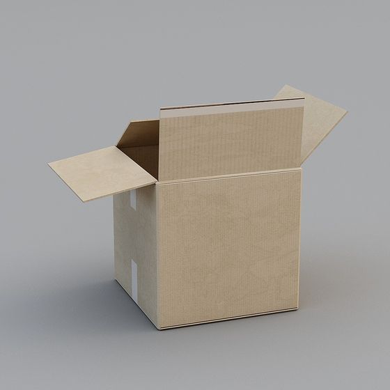 Open Cardboard Box 3D model