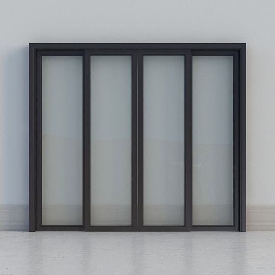 Minimalist Glass Sliding Door 3D model