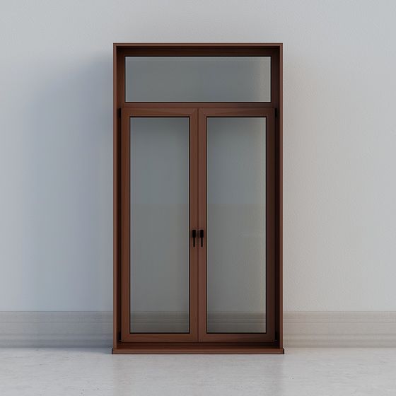 Modern Double Door 3D model with Frosted Glass Panels