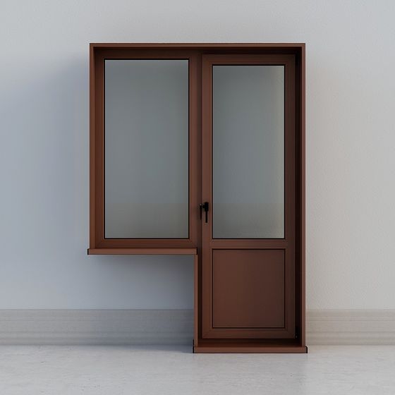 Elegant Earth Color Door Window 3D Model for Decor