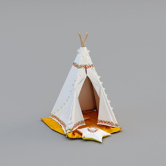 Whimsical Teepee Tent 3D model for Kids' Spaces