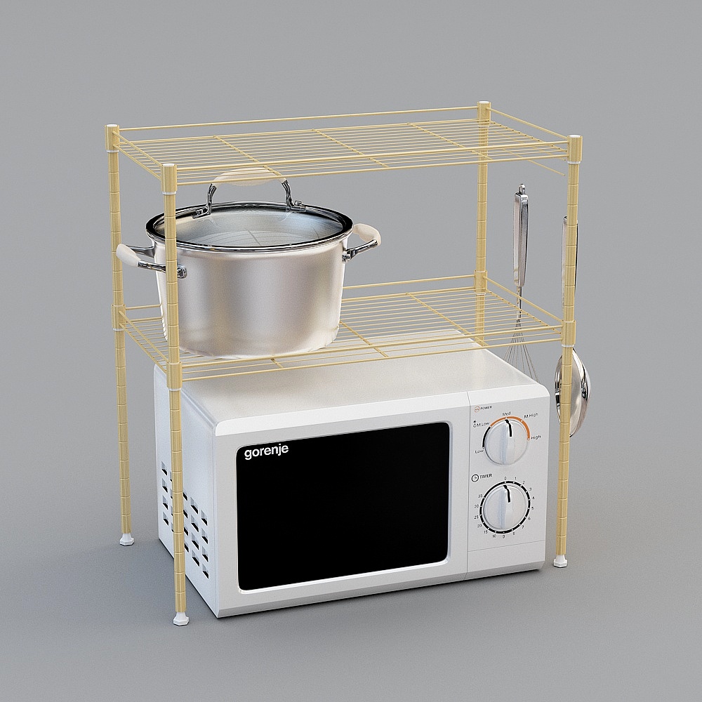 Stylish Microwave Rack 3D model for Modern Kitchens
