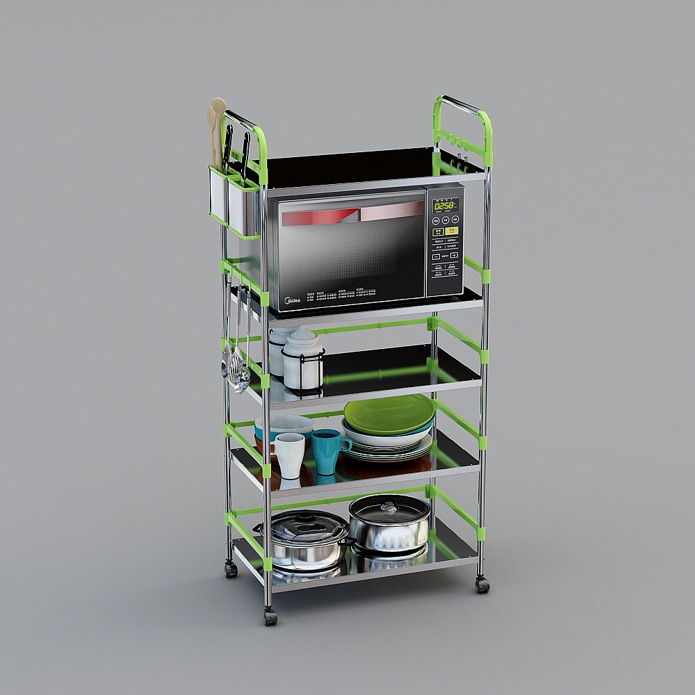 Stylish Kitchen Cart 3D model for Modern Interiors