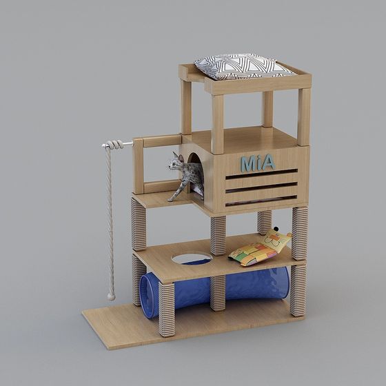 Charming Cat Play Tower 3D model for Modern Homes