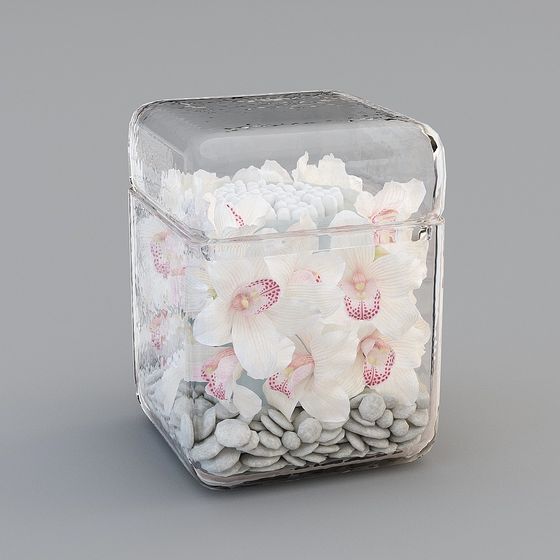 Elegant Transparent Glass Vase 3D Model